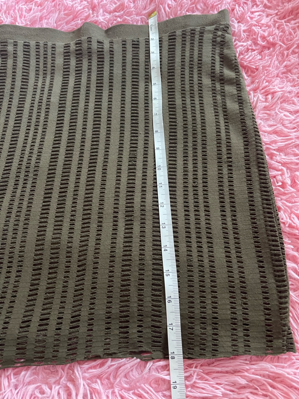 Alexander Wang Olive Ribbed Open-Stitch Mini Skirt